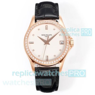 Swiss Replica GR Patek Philippe Calatrava 5127 Rose Gold Diamond Watch 